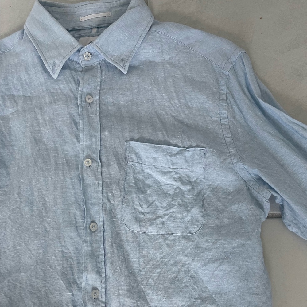 Porter & Ash Bundle 2 100% Linen Button Ups Size Medium Color Baby Blue - Picture 8 of 14